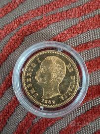 Moneta d'oro Umberto I 1882