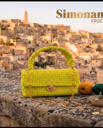 Borsa Crochet Artigianale Lime Fatta A Mano 