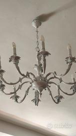 Lampadario bianco vintage effetto candela