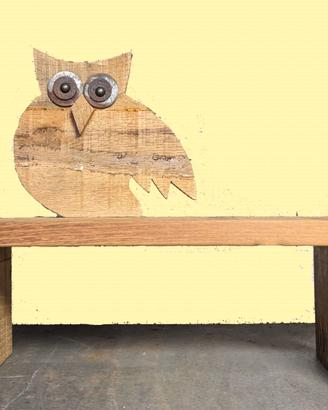 Gufo su mensola legno da collezione anni '70, '80