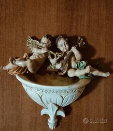 acquasantiera in resina di marmo vintage 