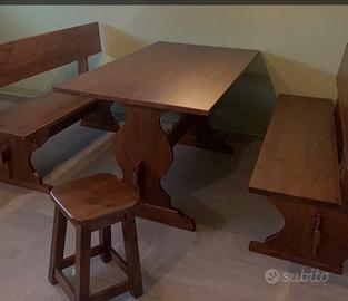set panca in legno nuove in scatola di cartone  