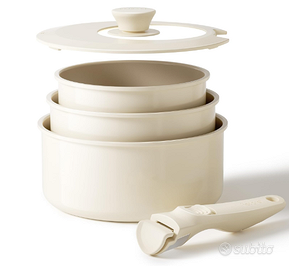 Set di 3 pentole con manici staccabili - bianco