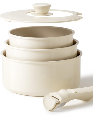 Set di 3 pentole con manici staccabili - bianco