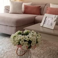 divano con penisola color perla