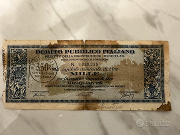 Documento Prestito della Ricostruzione  1946