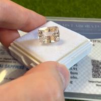 Zaffiro bianco 11.00 ct taglio cushion certificato