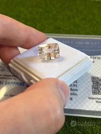 Zaffiro bianco 11.00 ct taglio cushion certificato