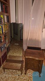 Comodino + specchiera vintage in legno – ’40/'50