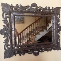 Cornice legno design Art Deco con specchio 105 cm