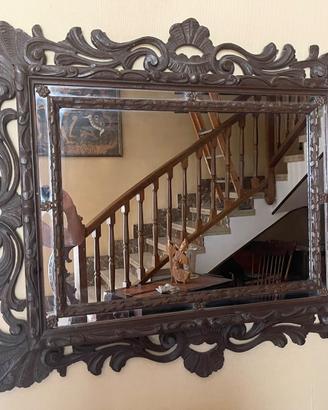 Cornice legno design Art Deco con specchio 105 cm