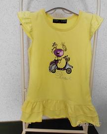 vestito giallo con stampa e balze 4 anni