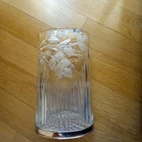 vaso ovale in cristallo e argento 