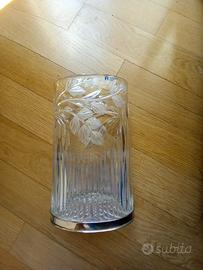 vaso ovale in cristallo e argento 
