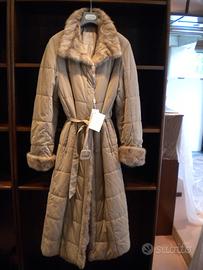 Giaccone, cappotto con vera pelliccia volpe tg. 46