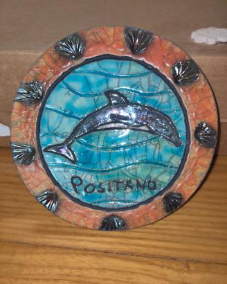 Piastrella decorativa in ceramica raku