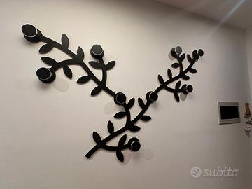Appendiabiti da parete decorativo nero a rami