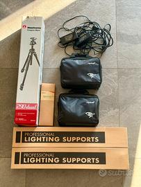 Kit: Faretti / panelli luci + Stativi + Treppiede