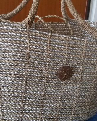 Borsa in corda con fili in argento