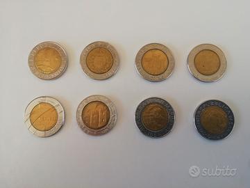 Otto monete da 500 lire bimetalliche San Marino