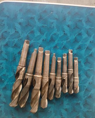 lotto di n°9 punte cono morse cm3 cm4 per torno