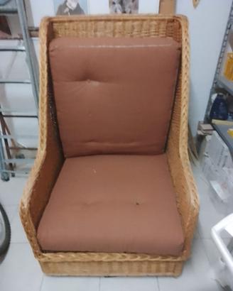 Sedia in vimini più sedia a dondolo