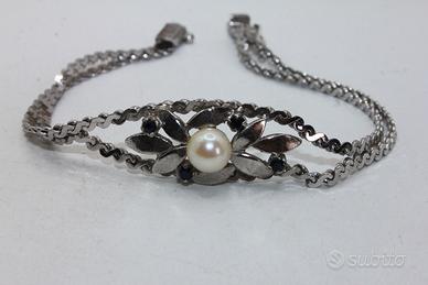 Magnifico bracciale argento zaffiri perla