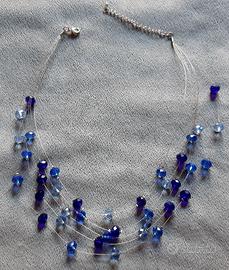 Collana 03 file di cavi con perline colorate