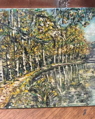 Dipinto ad olio “Canal de Bourgogne” 1988