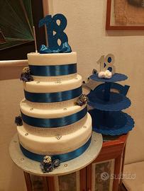 Torta coregrafica 18 anni blu bianca e argento