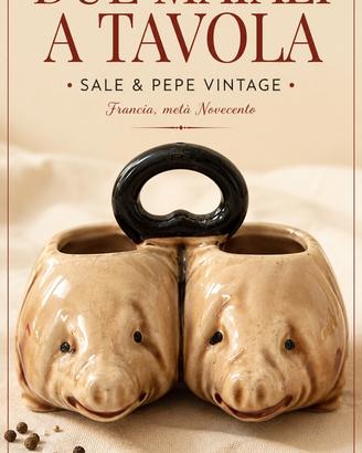 Saliera pepiera vintage ceramica maiali francese
