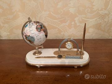 Set da scrivania vintage in ottone , legno laccato