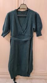 Sisley, vestito in lana verde bottiglia 