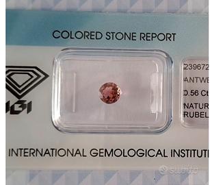 Rubellite Tormalina Naturale 0,56 CT. Sigillata