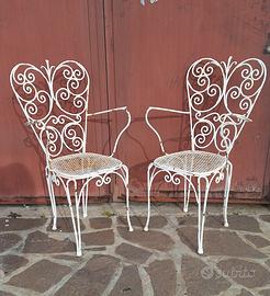 2 sedie ferro battuto 