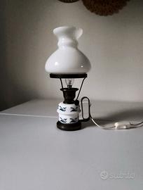 Lampada Vintage Porcellana e Vetro Opalino 1966