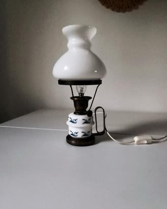Lampada Vintage Porcellana e Vetro Opalino 1966