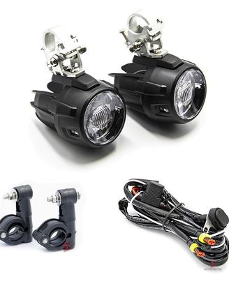 2 Fari moto led 40w + Cablaggio + Staffe Metallo