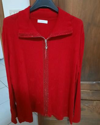cardigan con strass rosso