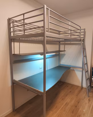 IKEA TROMSÖ letto a soppalco + scrivania + lampada
