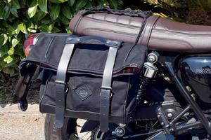 Borsa laterale moto in tessuto e cuoio