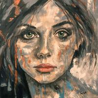 Ritratto a olio su tela 50x50x4