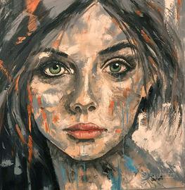 Ritratto a olio su tela 50x50x4