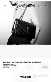 Ysl saint lauren lou lou borsa originale pelle