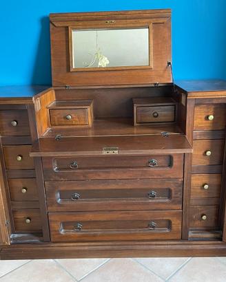 Scrivania Secretaire in Legno con Specchiera