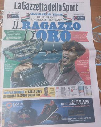 Gazzetta dello Sport, primo Slam di Sinner