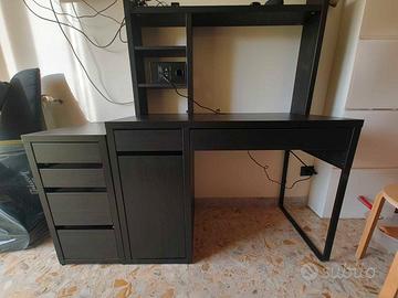 Scrivania Micke Ikea 105x50 + cassettiera 35x50
