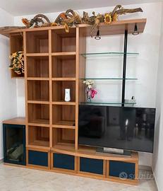 Mobile soggiorno porta tv libreria con vetrina