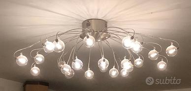 Lampadario 24 luci led bolle trasparenti