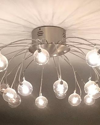 Lampadario 24 luci led bolle trasparenti